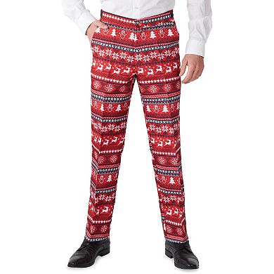 Men's Suitmeister Nordic Pixel Red Christmas Slim-Fit Holiday Novelty Suit Set