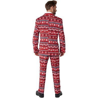 Men's Suitmeister Nordic Pixel Red Christmas Slim-Fit Holiday Novelty Suit Set