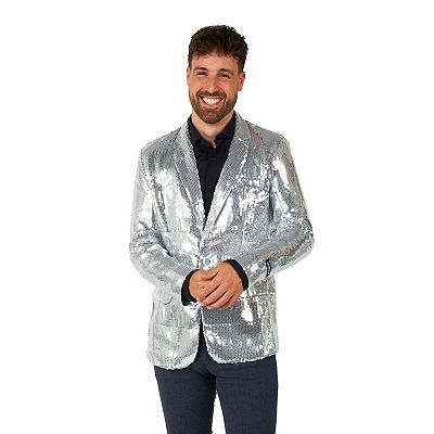 Suitmeister Men's Sequins Silver Blazer, 2XL