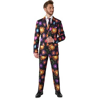 Men's Suitmeister Fireworks Christmas Holiday Slim-Fit Novelty Suit Set
