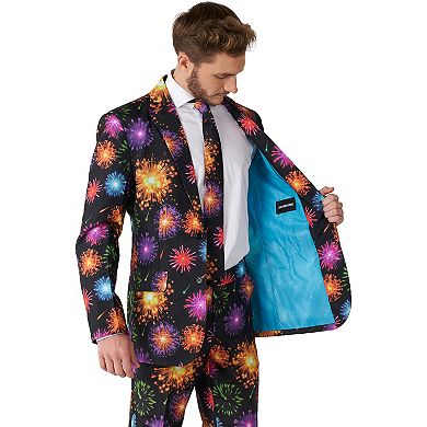 Men's Suitmeister Fireworks Christmas Holiday Slim-Fit Novelty Suit Set