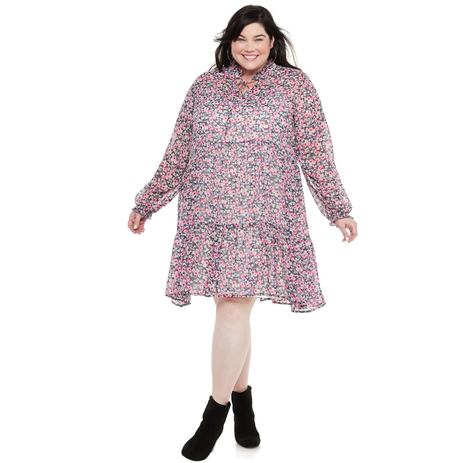 tiered chiffon dress plus size