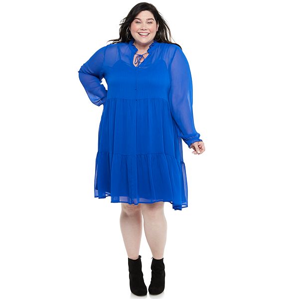 Plus Size EVRI™ Tiered Chiffon Dress