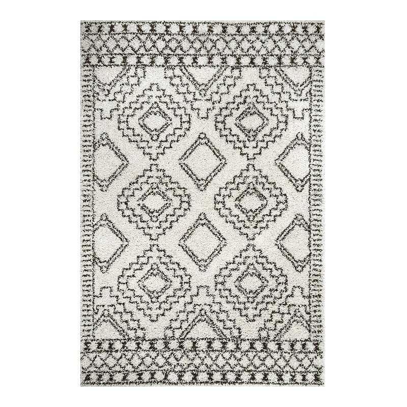 nuLOOM Lacey Moroccan Tribal Area Rug, White, 9X12 Ft