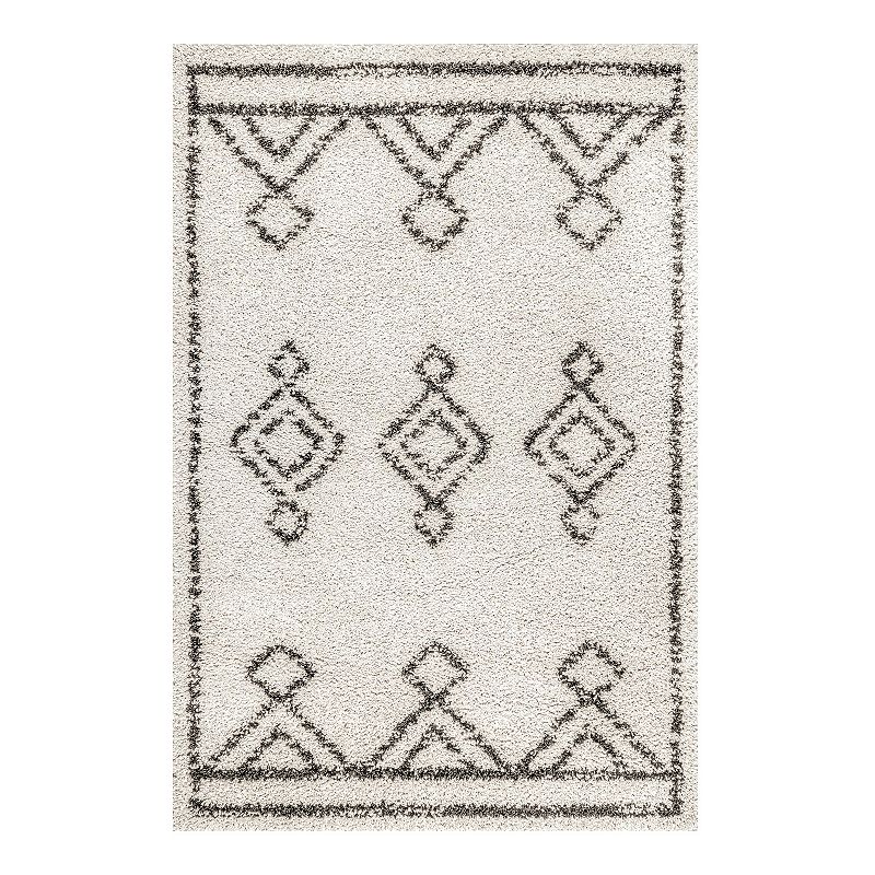 nuLOOM Mira Diamond Drop Moroccan Area Rug, White, 6FT Sq