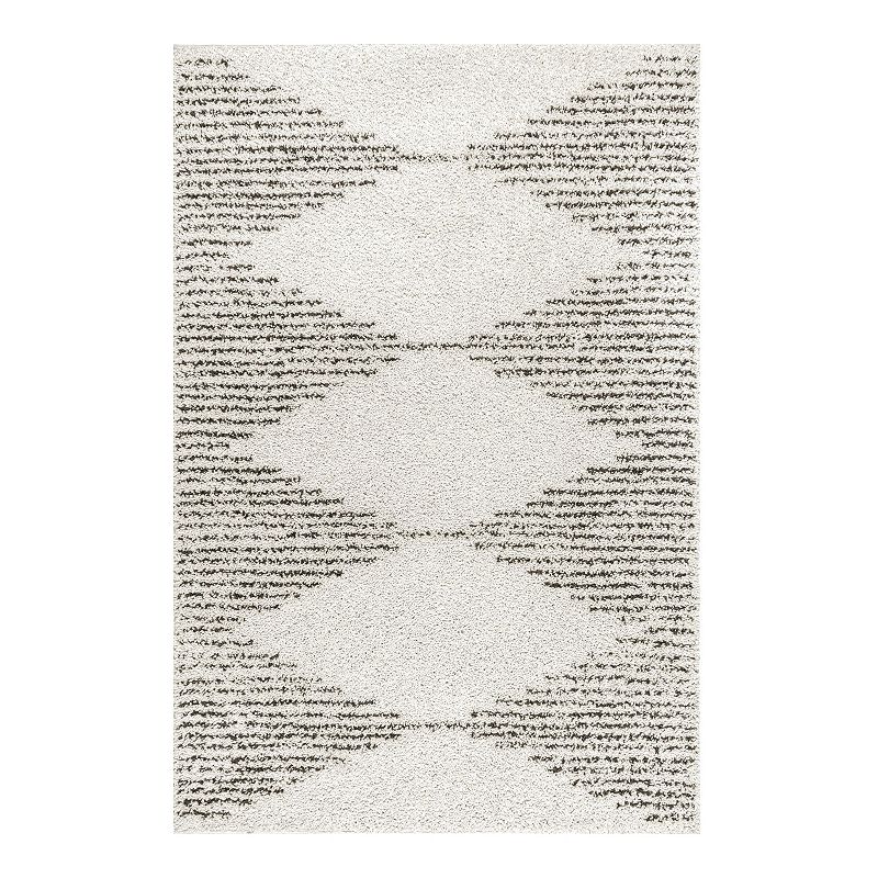 nuLOOM Scarlette Shattered Diamonds Area Rug, White, 8Ft Rnd