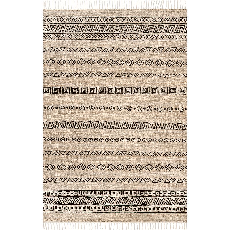 nuLOOM Ellis Tribal Fiesta Area Rug, Beig/Green, 5X8 Ft