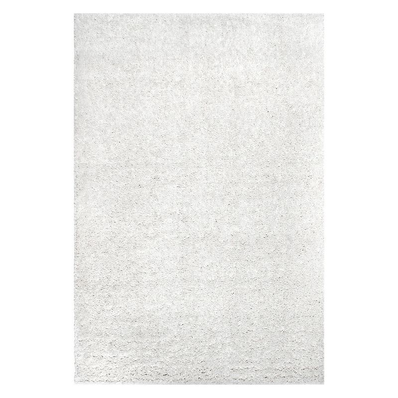 nuLOOM Kara Solid Shag Area Rug, White, 5X7.5 Ft