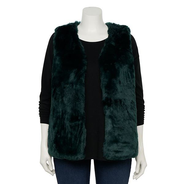 Plus size cheap faux fur vests