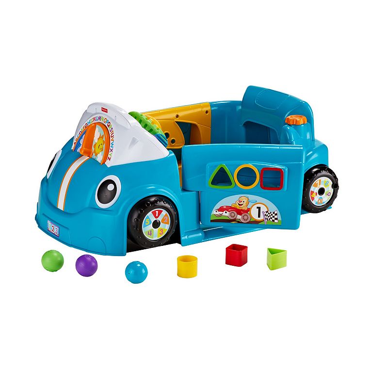 Fisher Price Blue Crawl and Go Car for Learning to Walk Independently Baby's