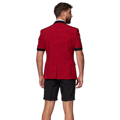 Men's OppoSuits Peony Red Festive Summer Tux Novelty Suit & Tie Set