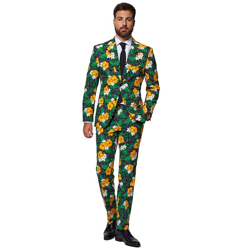 Mens OppoSuits Tropical Treasure Flower Novelty Suit & Tie Set, Size: 36 -