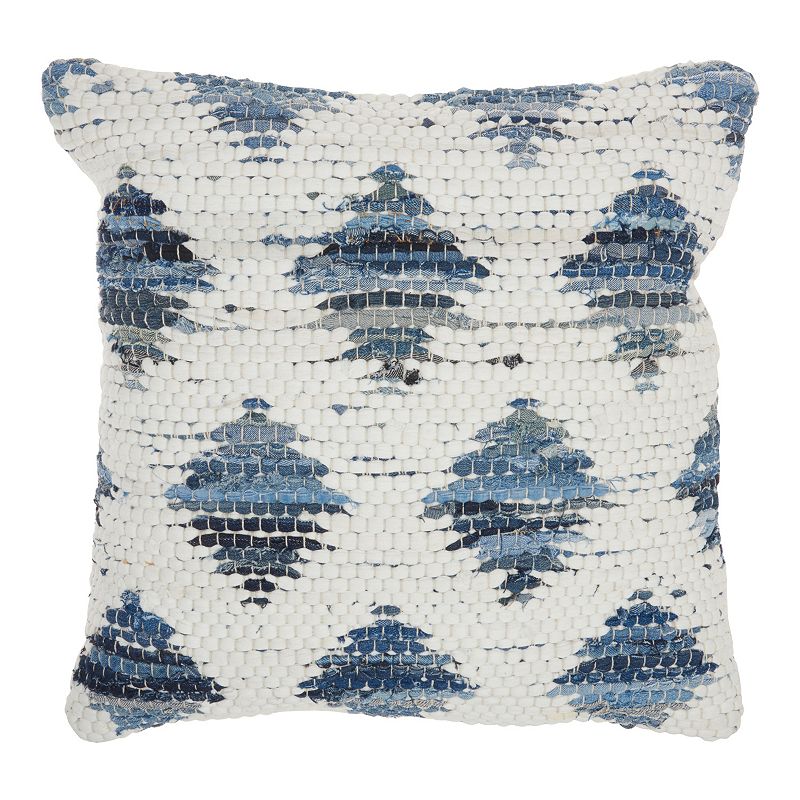 Nourison Life Styles Woven Diamonds Denim Decorative Throw Pillow   20 X20