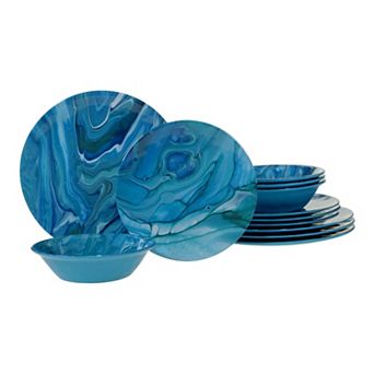 Certified International Fluidity 12 pc Melamine Dinnerware Set