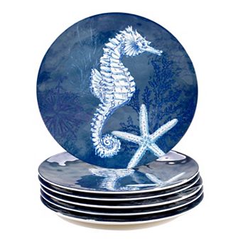 Certified International Oceanic 6 pc Melamine Dinner Plate Set