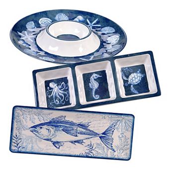 Certified International Oceanic 3 pc Melamine Hostess Set