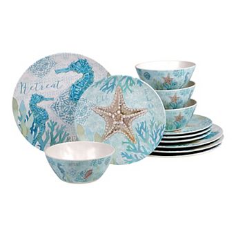 Certified International Beachcomber 12 pc Melamine Dinnerware Set