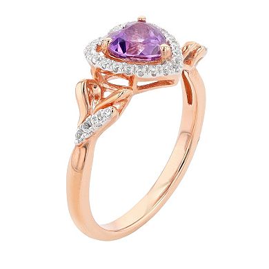 14k Rose Gold Over Silver Amethyst & Lab-Created White Sapphire Ring