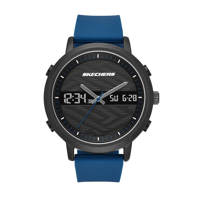 Skechers® Men's Lawndale Blue Silicone Analog-Digital Watch, Size: Large