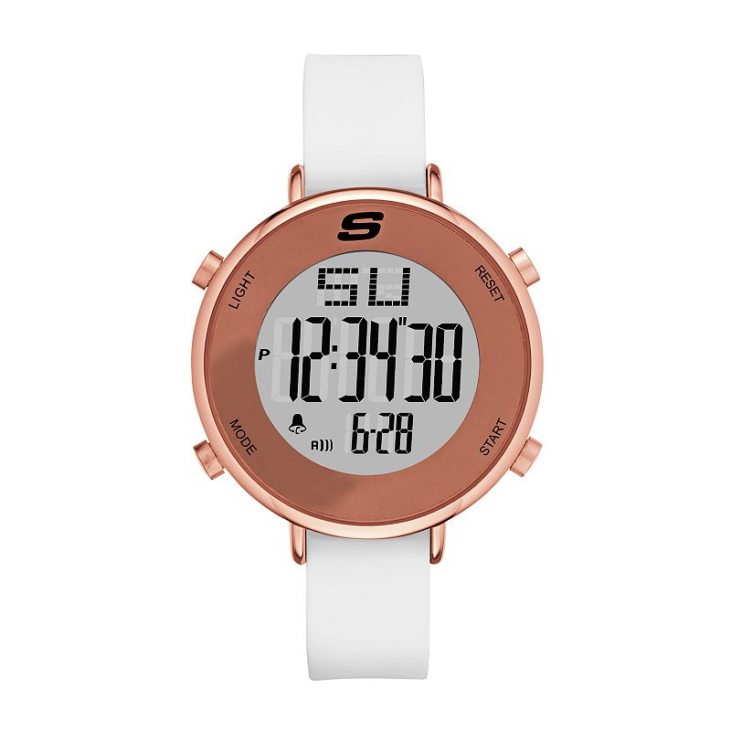 Skechers® Women's Magnolia Digital Silicone Watch, Size: Large, White