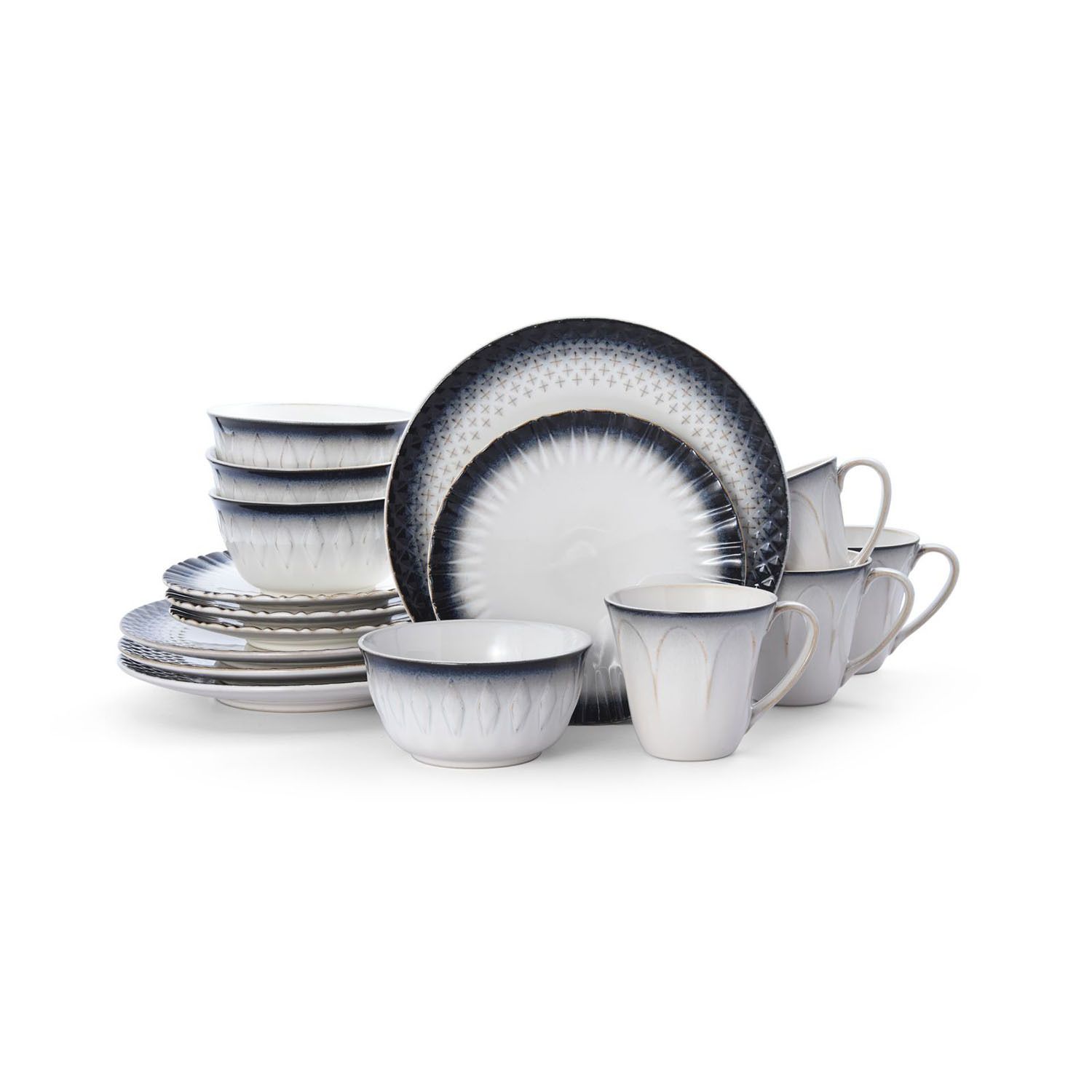 Pfaltzgraff Ezra 16 Piece Dinnerware Set - Gray