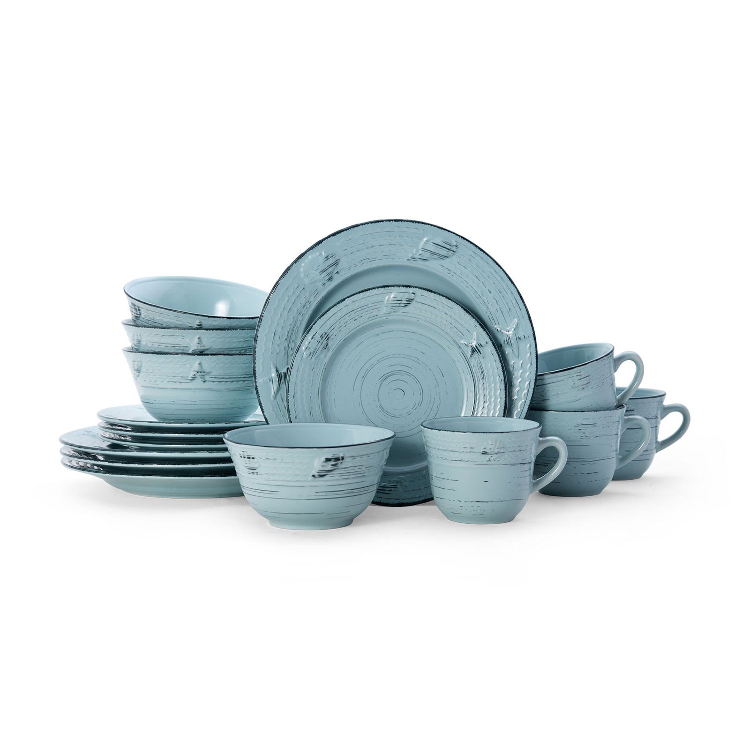 teal dishware set