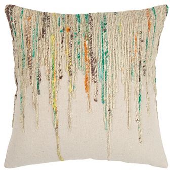 Rizzy Home Abstract Stripe Jute Blend Down Fill Throw Pillow