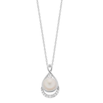 LeRose by Lexi and Rose Sterling Silver Freshwater Cultured Pearl & Lab-Created White Sapphire Pendant