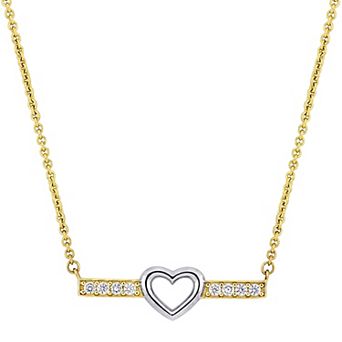 Stella Grace Two Tone 10k Gold White Topaz Heart Necklace