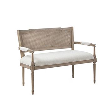 Madison Park Garfield Rattan Shield-Back Settee Bench