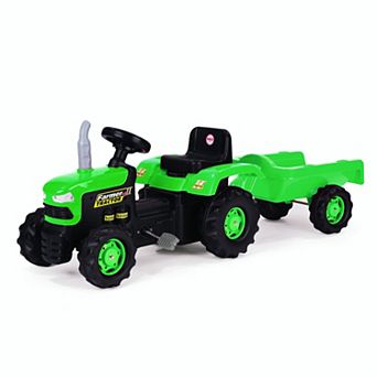 Dolu Toys Pedal Operated Big Green Tractor With Trailer