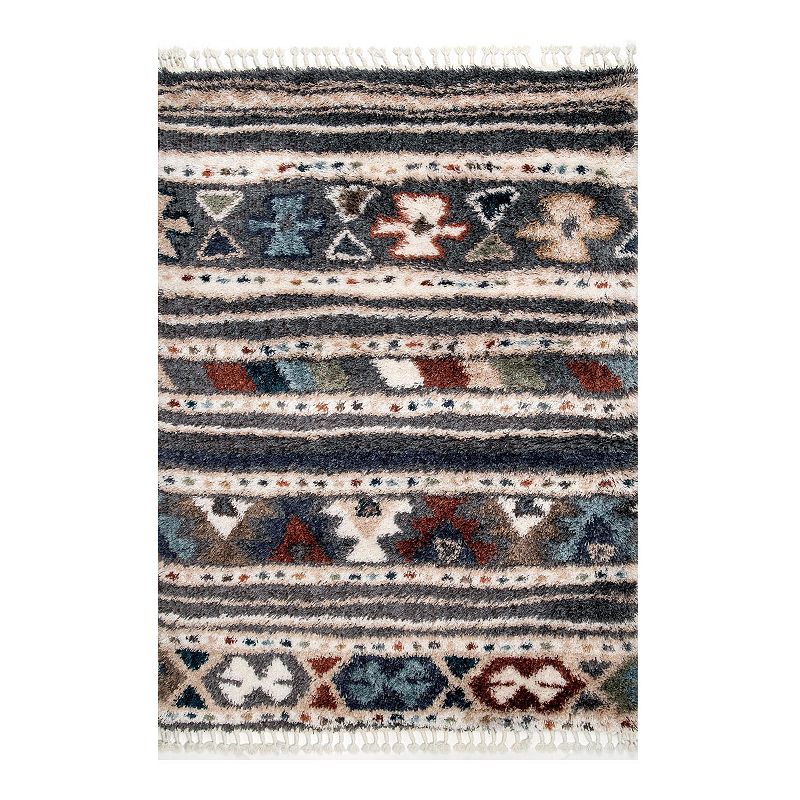 nuLOOM Skyla Tribal Shaggy Tassel Area Rug, Multicolor, 4X6 Ft