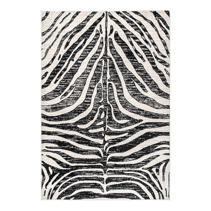 nuLOOM Royal Contemporary Zebra Stripes Area Rug, Black, 6.5X9 Ft