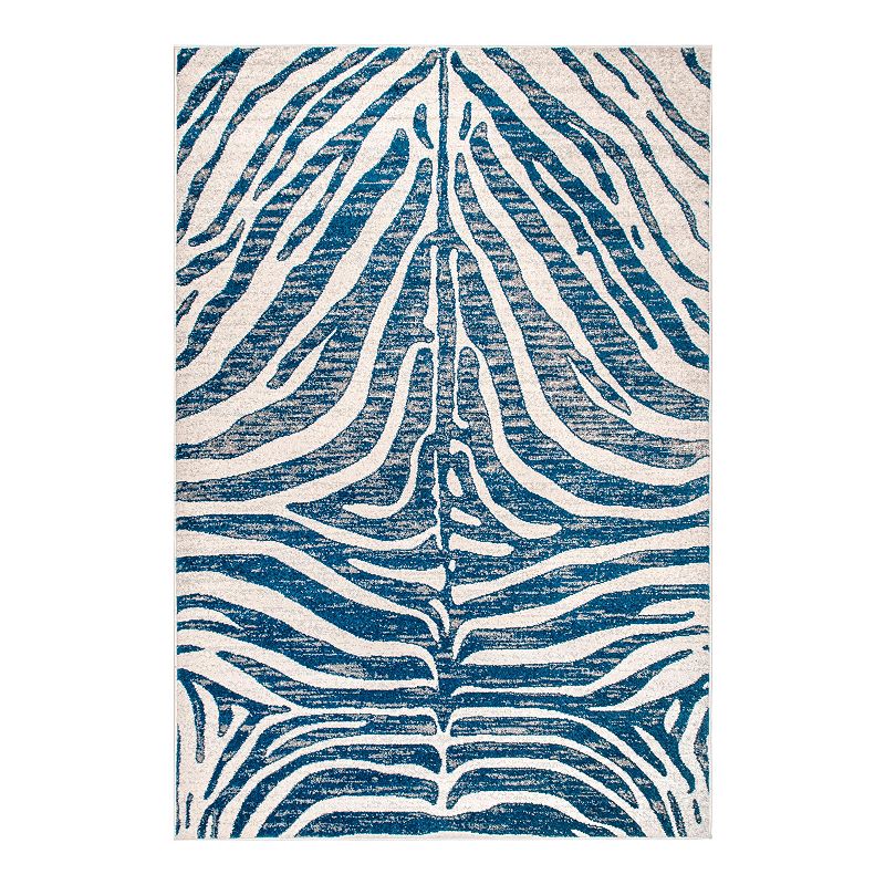 nuLOOM Royal Contemporary Zebra Stripes Area Rug, Blue, 5X7.5 Ft