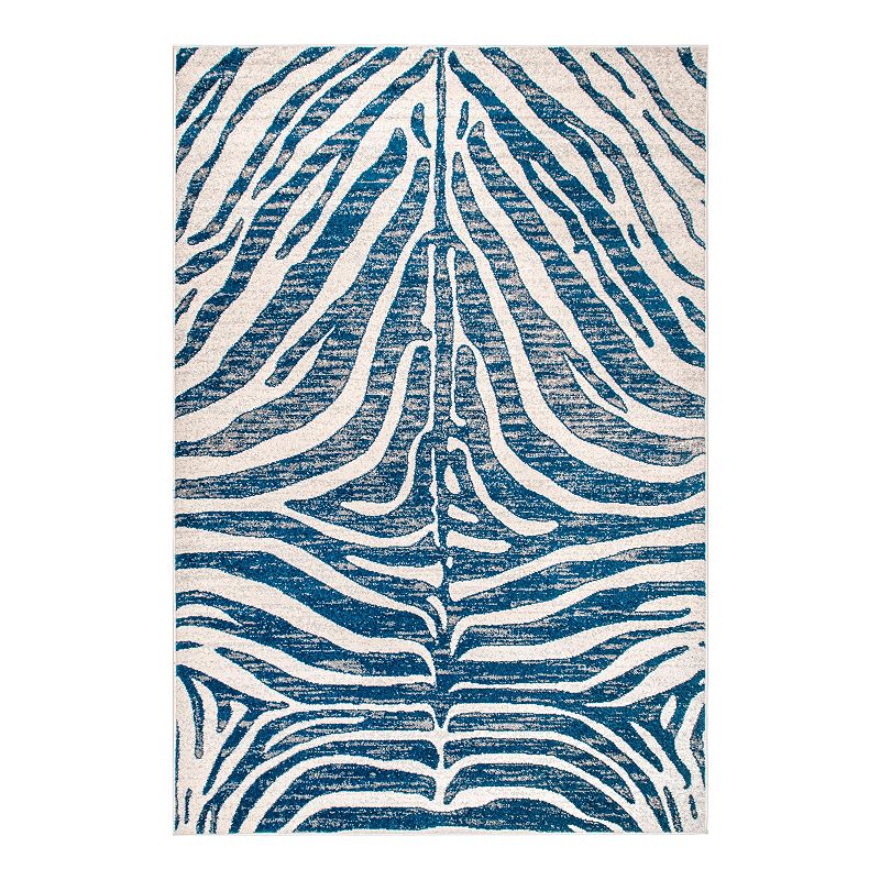nuLOOM Royal Contemporary Zebra Stripes Area Rug, Blue, 6.5X9 Ft