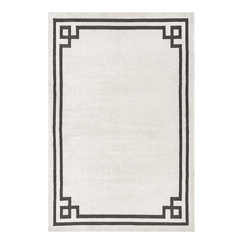 nuLOOM Imani Border Area Rug, White, 4X6 Ft