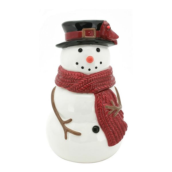 Nicholas Square Button Up Snowman Cookie Treat Jar Vintage Snowman Cookie Jar with Star St