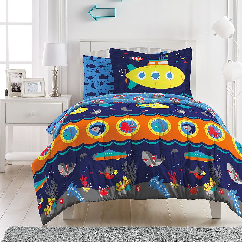 Dream Factory Submarine 7-piece Comforter Set and Sheet Set, Blue, Twin