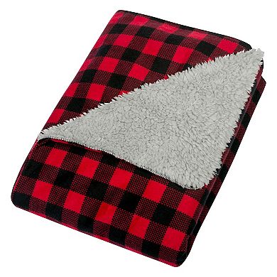 Trend Lab Red & Black Buffalo Check Flannel & Faux Shearling Baby Blanket