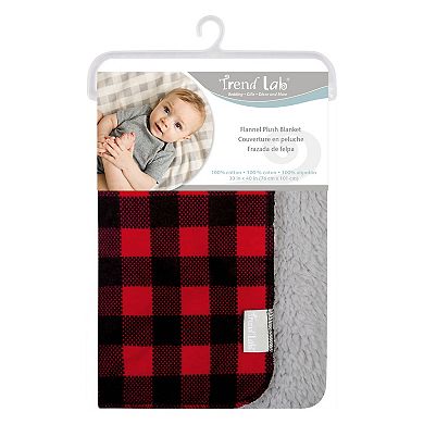 Trend Lab Red & Black Buffalo Check Flannel & Faux Shearling Baby Blanket
