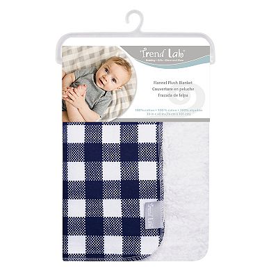 Trend Lab Navy & White Buffalo Check Flannel & Faux Shearling Baby Blanket