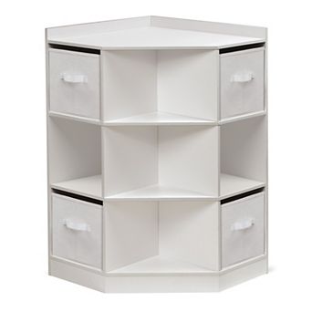 Badger Basket Corner Cubby Storage Unit with Four Reversible Baskets