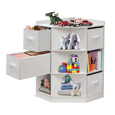 Badger Basket Corner Cubby Storage Unit with Four Reversible Baskets