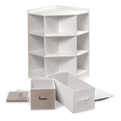 Badger Basket Corner Cubby Storage Unit with Four Reversible Baskets