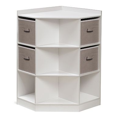 Badger Basket Corner Cubby Storage Unit with Four Reversible Baskets