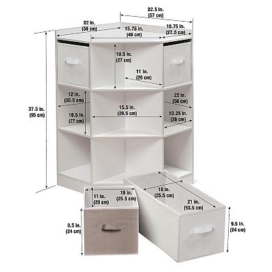 Badger Basket Corner Cubby Storage Unit with Four Reversible Baskets