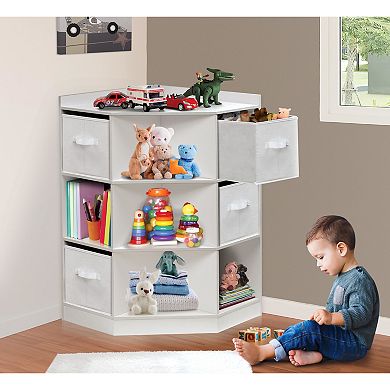 Badger Basket Corner Cubby Storage Unit with Four Reversible Baskets