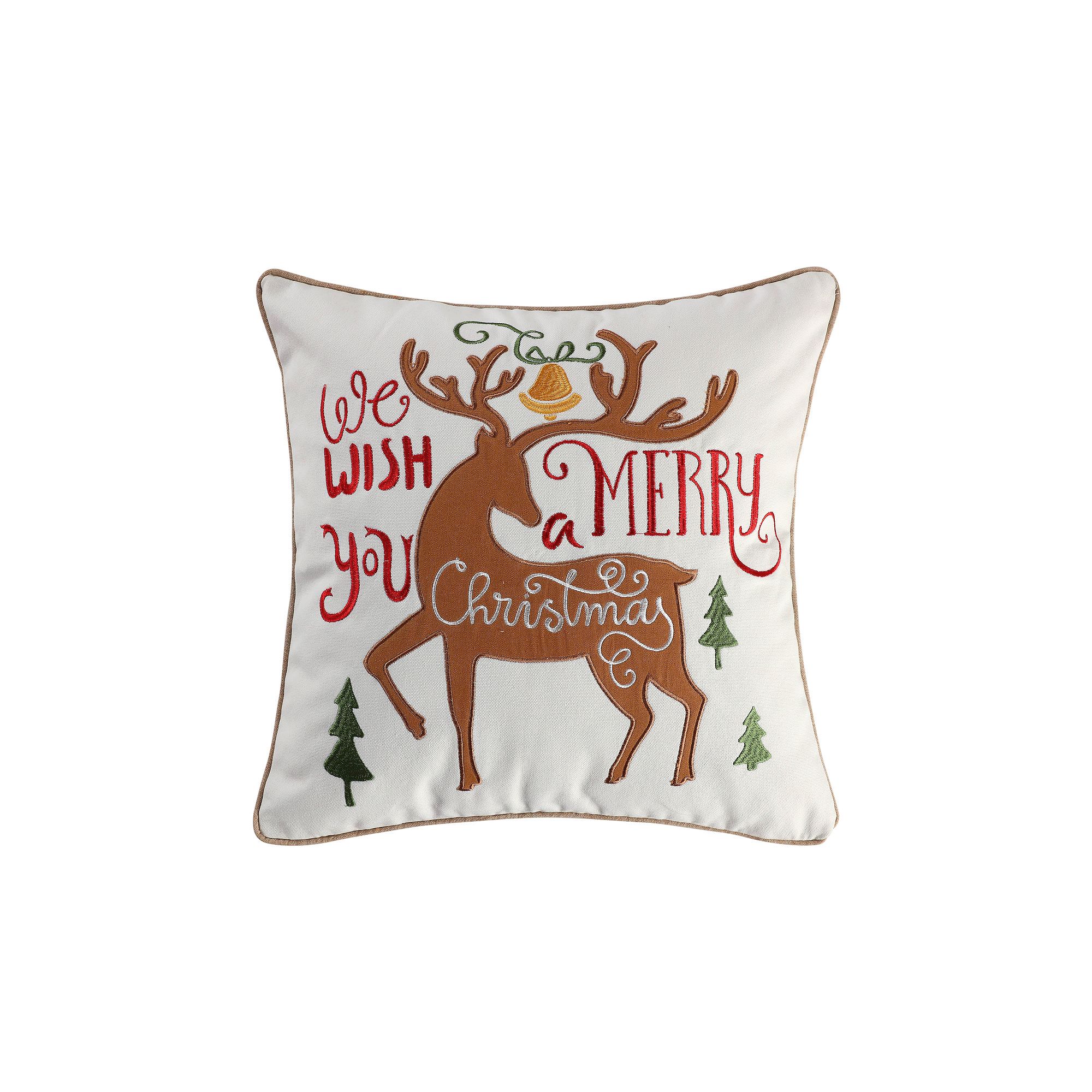 Levtex Home Tinsel Merry Deer Throw Pillow, White