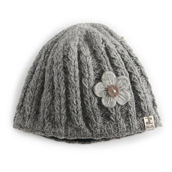 Women's SIJJL Knit Ribbed Floral Accent Beanie