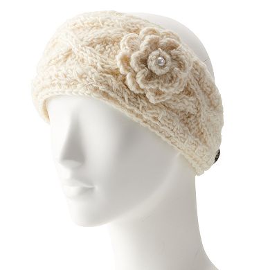 Women's SIJJL Cable Headband with Flower Accent